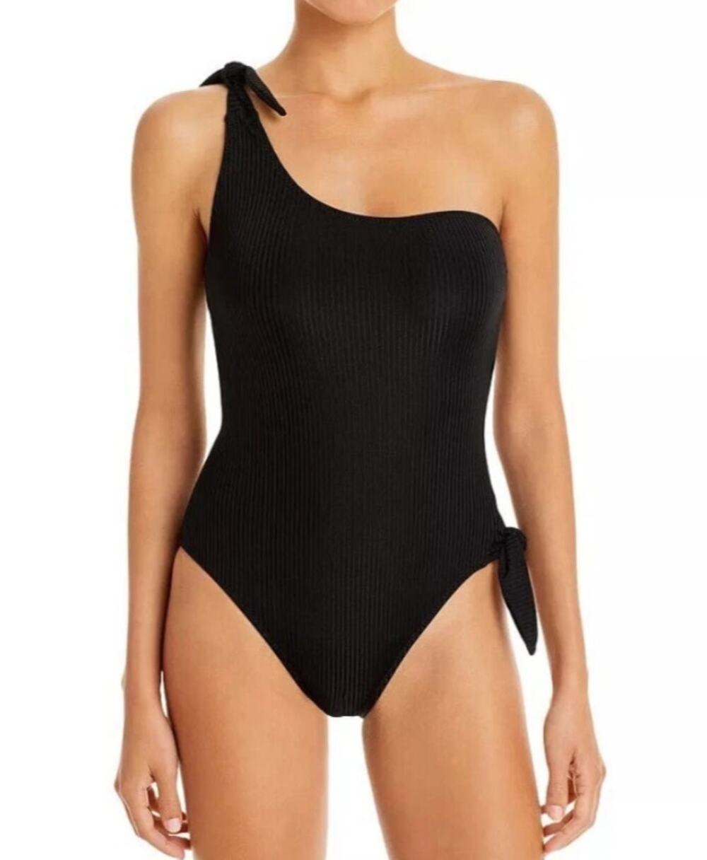 Solid & Striped The Shai Ribbed One Shoulder One Piece Swimsuit Beach Resort S